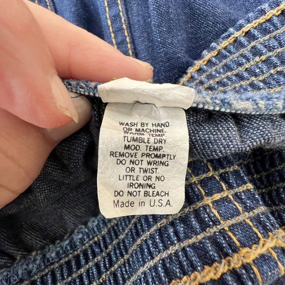 80's Sasson Women's Denim Skirt Pockets Gold Buckle Midi Elastic Waist Size 4 - Picture 6 of 8